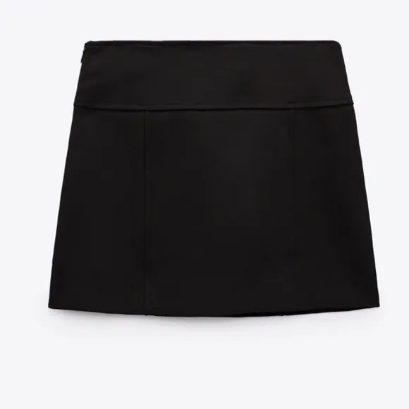 ZARA Black Seamed Mini Skirt XS NWT