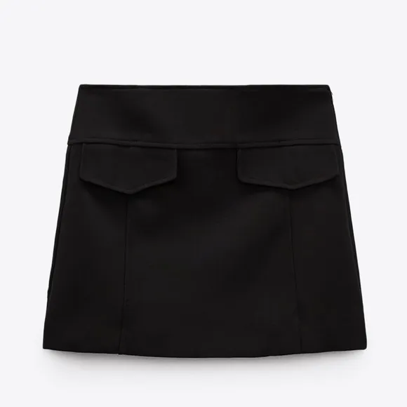 ZARA Black Seamed Mini Skirt XS NWT