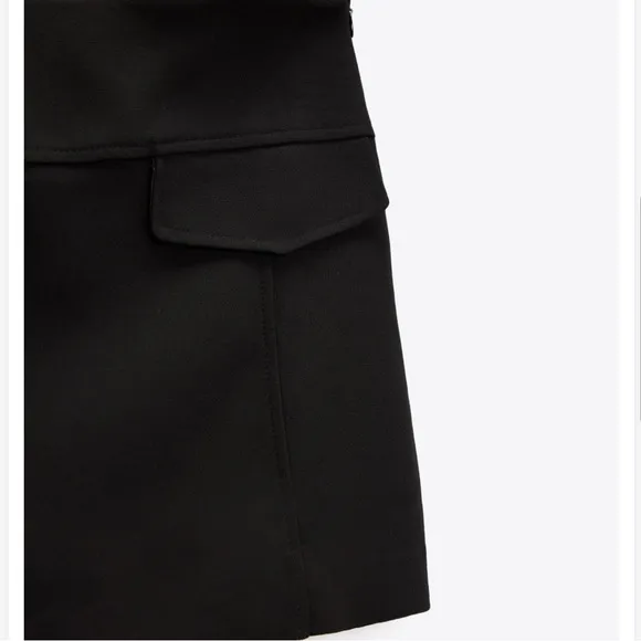 ZARA Black Seamed Mini Skirt XS NWT