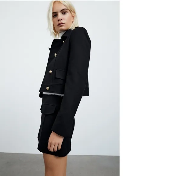 ZARA Black Seamed Mini Skirt XS NWT