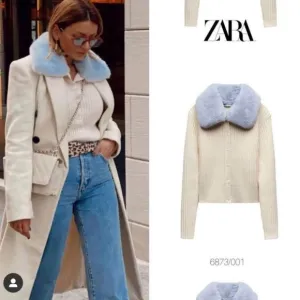 Zara * faux fur knit cardigan Size M