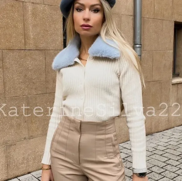 Zara * faux fur knit cardigan Size M