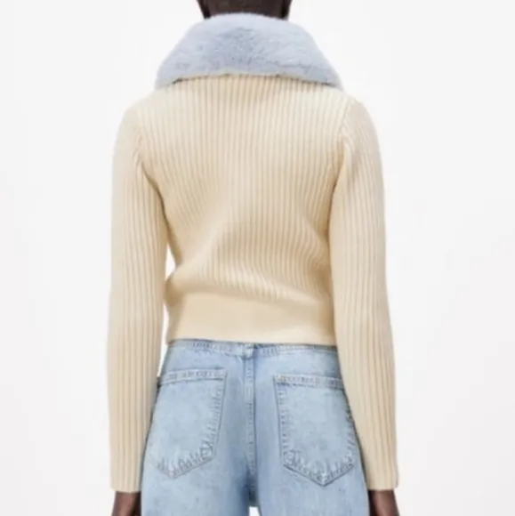 Zara * faux fur knit cardigan Size M