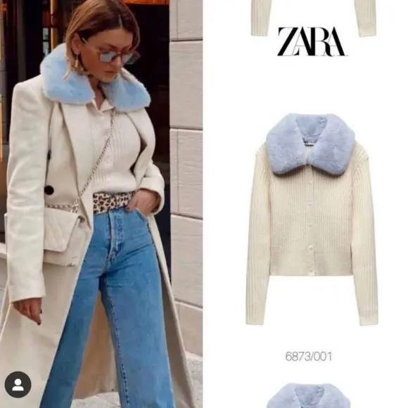 Zara * faux fur knit cardigan Size M