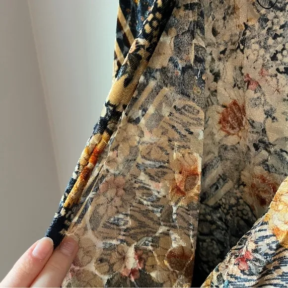Zara Floral Velvet Crossover Mini Cocktail Dress