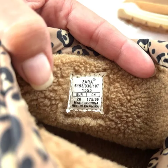 Zara Kids padded Animal Print Boots SZ 11.5 NWOT