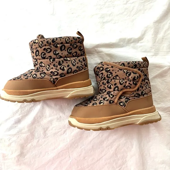 Zara Kids padded Animal Print Boots SZ 11.5 NWOT