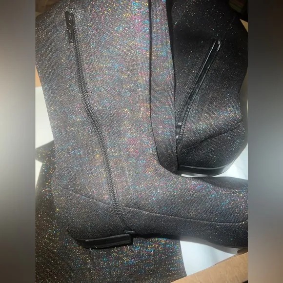 Zara Sparkly Over the Knee Stretch Long Boots - Size 38 - NWT