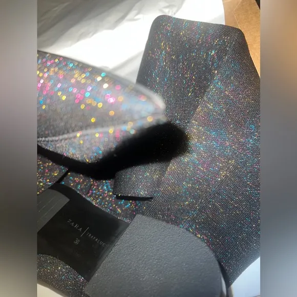 Zara Sparkly Over the Knee Stretch Long Boots - Size 38 - NWT