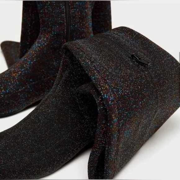 Zara Sparkly Over the Knee Stretch Long Boots - Size 38 - NWT