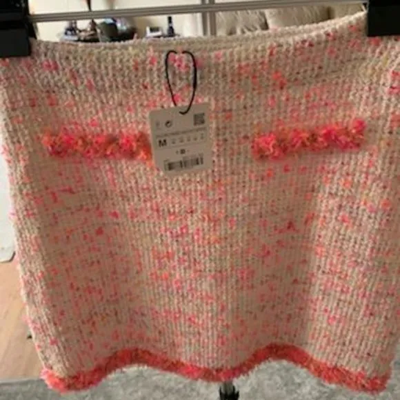 Zara Tweed frayed skirt