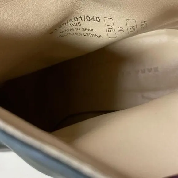 ZARA WOMAN SS LAMINATED LEATHER Triangular-shaped heel ANKLE BOOTS - Size 36