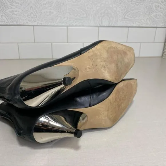 ZARA WOMAN SS LAMINATED LEATHER Triangular-shaped heel ANKLE BOOTS - Size 36