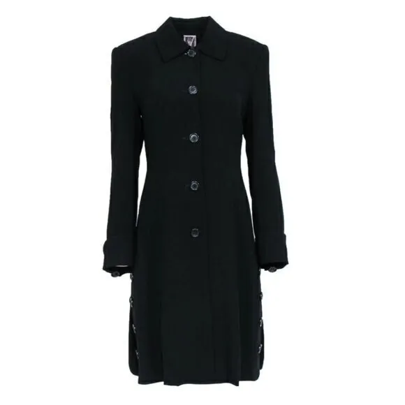 Zelda - Black Longline Button Front Trench Coat