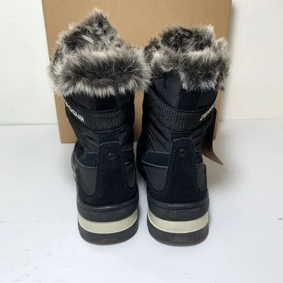ZeroXposur Montana Short Boots Leather Faux Fur Lace Up Caviar Black Size 7 NEW