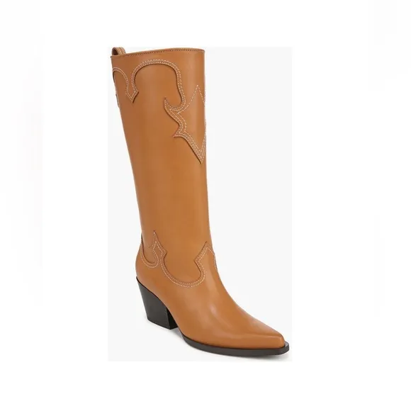Zodiac Dawson Cowboy Boots Pointy Toe &amp; Knee High Cuoio Brown Women’s Size 6.5