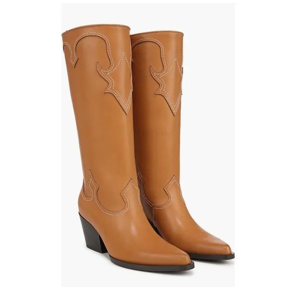 Zodiac Dawson Cowboy Boots Pointy Toe &amp; Knee High Cuoio Brown Women’s Size 6.5