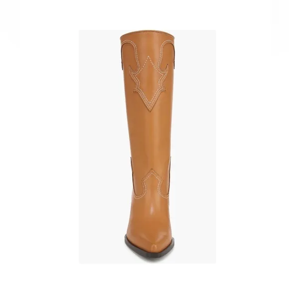 Zodiac Dawson Cowboy Boots Pointy Toe &amp; Knee High Cuoio Brown Women’s Size 6.5